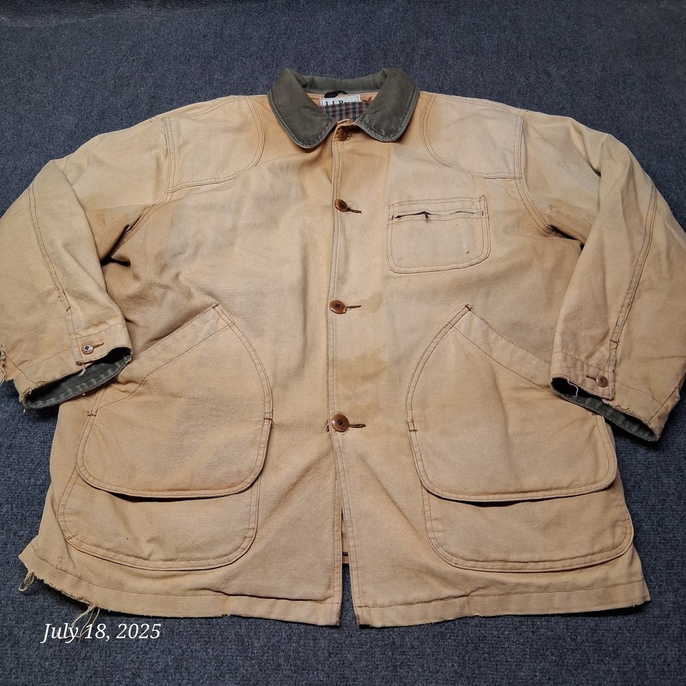 Vintage LL Bean Canvas Chore Coat Men XL Tall Flannel Lining Streetwear